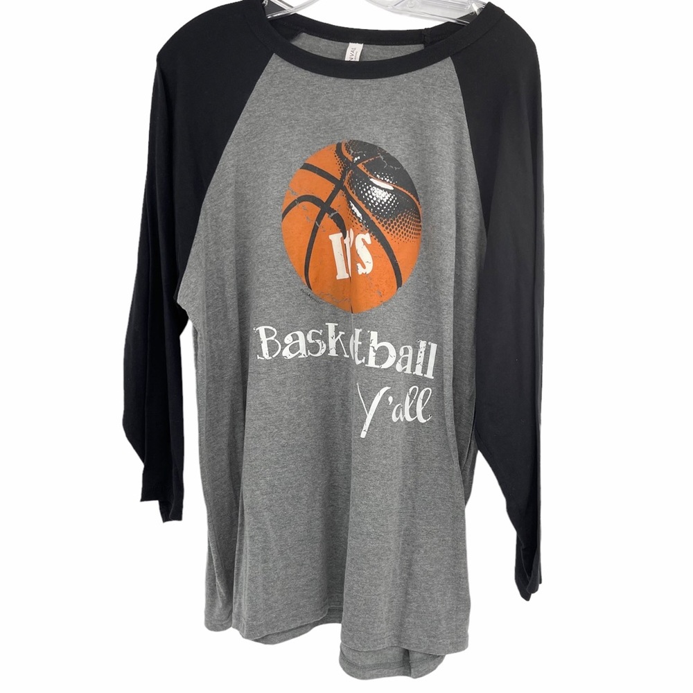 Bella + Canvas Baseball Style Basketball Long Sleeve Shirt Size 2 XL